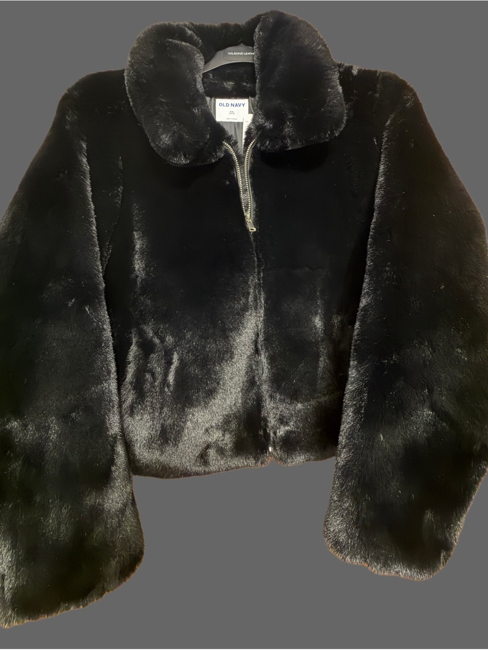 Old Navy Black Faux Fur Zip Jacket Black Jack